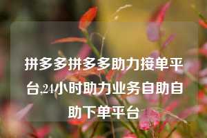 拼多多拼多多助力接单平台,24小时助力业务自助自助下单平台