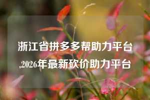 浙江省拼多多帮助力平台,2026年最新砍价助力平台