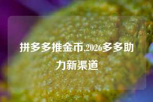 拼多多推金币,2026多多助力新渠道