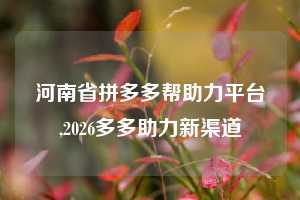 河南省拼多多帮助力平台,2026多多助力新渠道
