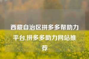西藏自治区拼多多帮助力平台,拼多多助力网站推荐