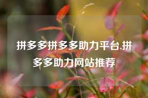 拼多多拼多多助力平台,拼多多助力网站推荐