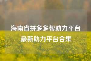 海南省拼多多帮助力平台,最新助力平台合集