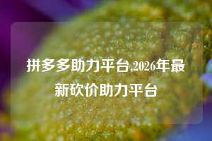拼多多助力平台,2026年最新砍价助力平台