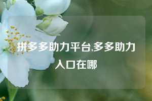 拼多多助力平台,多多助力入口在哪