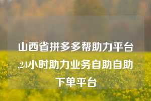 山西省拼多多帮助力平台,24小时助力业务自助自助下单平台