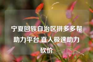宁夏回族自治区拼多多帮助力平台,真人极速助力砍价
