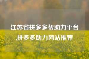 江苏省拼多多帮助力平台,拼多多助力网站推荐