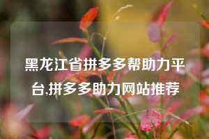 黑龙江省拼多多帮助力平台,拼多多助力网站推荐