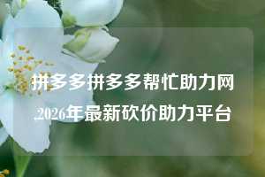 拼多多拼多多帮忙助力网,2026年最新砍价助力平台
