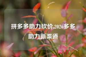 拼多多助力砍价,2026多多助力新渠道