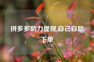 拼多多助力提现,自己自助下单