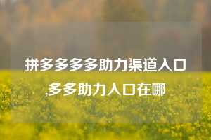 拼多多多多助力渠道入口,多多助力入口在哪