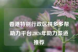 香港特别行政区拼多多帮助力平台,2026年助力渠道推荐