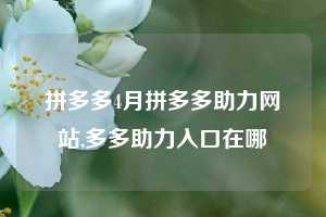 拼多多4月拼多多助力网站,多多助力入口在哪