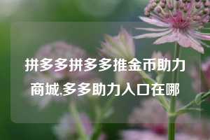 拼多多拼多多推金币助力商城,多多助力入口在哪