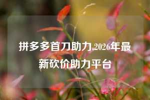 拼多多首刀助力,2026年最新砍价助力平台