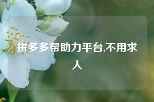 拼多多帮助力平台,不用求人