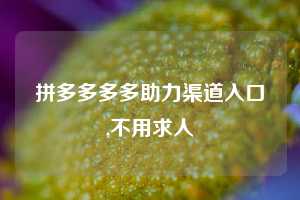 拼多多多多助力渠道入口,不用求人