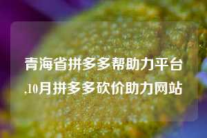 青海省拼多多帮助力平台,10月拼多多砍价助力网站