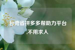 台湾省拼多多帮助力平台,不用求人