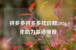 拼多多拼多多砍价群,2026年助力渠道推荐
