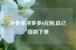拼多多拼多多0元购,自己自助下单