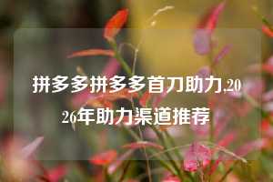 拼多多拼多多首刀助力,2026年助力渠道推荐