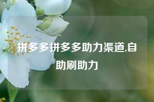 拼多多拼多多助力渠道,自助刷助力