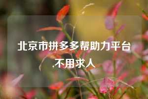 北京市拼多多帮助力平台,不用求人