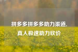 拼多多拼多多助力渠道,真人极速助力砍价