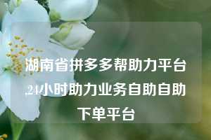 湖南省拼多多帮助力平台,24小时助力业务自助自助下单平台