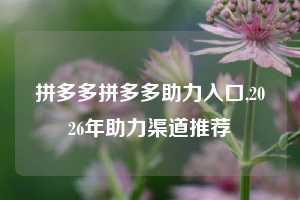 拼多多拼多多助力入口,2026年助力渠道推荐