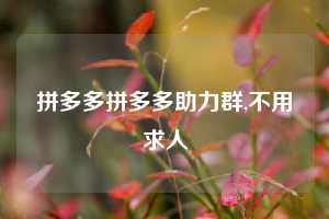 拼多多拼多多助力群,不用求人