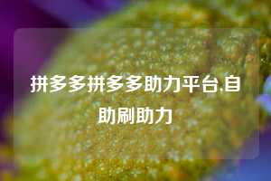 拼多多拼多多助力平台,自助刷助力
