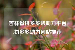 吉林省拼多多帮助力平台,拼多多助力网站推荐