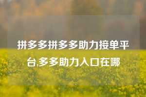 拼多多拼多多助力接单平台,多多助力入口在哪