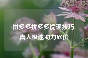 拼多多拼多多提现技巧,真人极速助力砍价