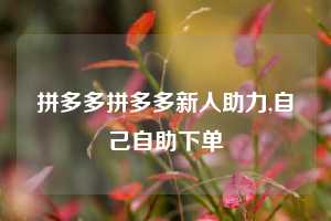 拼多多拼多多新人助力,自己自助下单