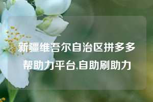 新疆维吾尔自治区拼多多帮助力平台,自助刷助力