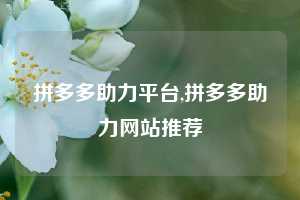 拼多多助力平台,拼多多助力网站推荐