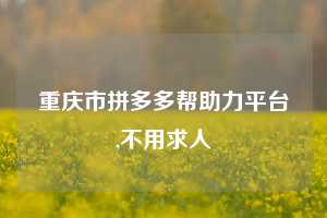 重庆市拼多多帮助力平台,不用求人