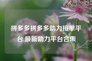 拼多多拼多多助力接单平台,最新助力平台合集