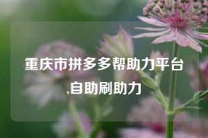 重庆市拼多多帮助力平台,自助刷助力