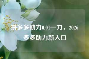 拼多多助力0.01一刀，2026多多助力新入口