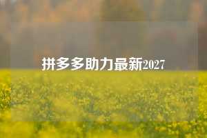 拼多多助力最新2027